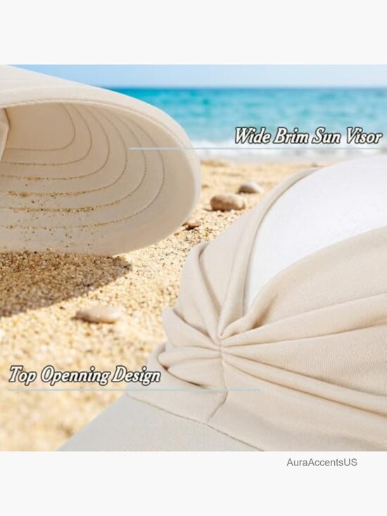 3 Pack Sun Visor Hats Women Large Brim UPF50+ Ponytail Golf Cap Sport Outdoor main image 4
